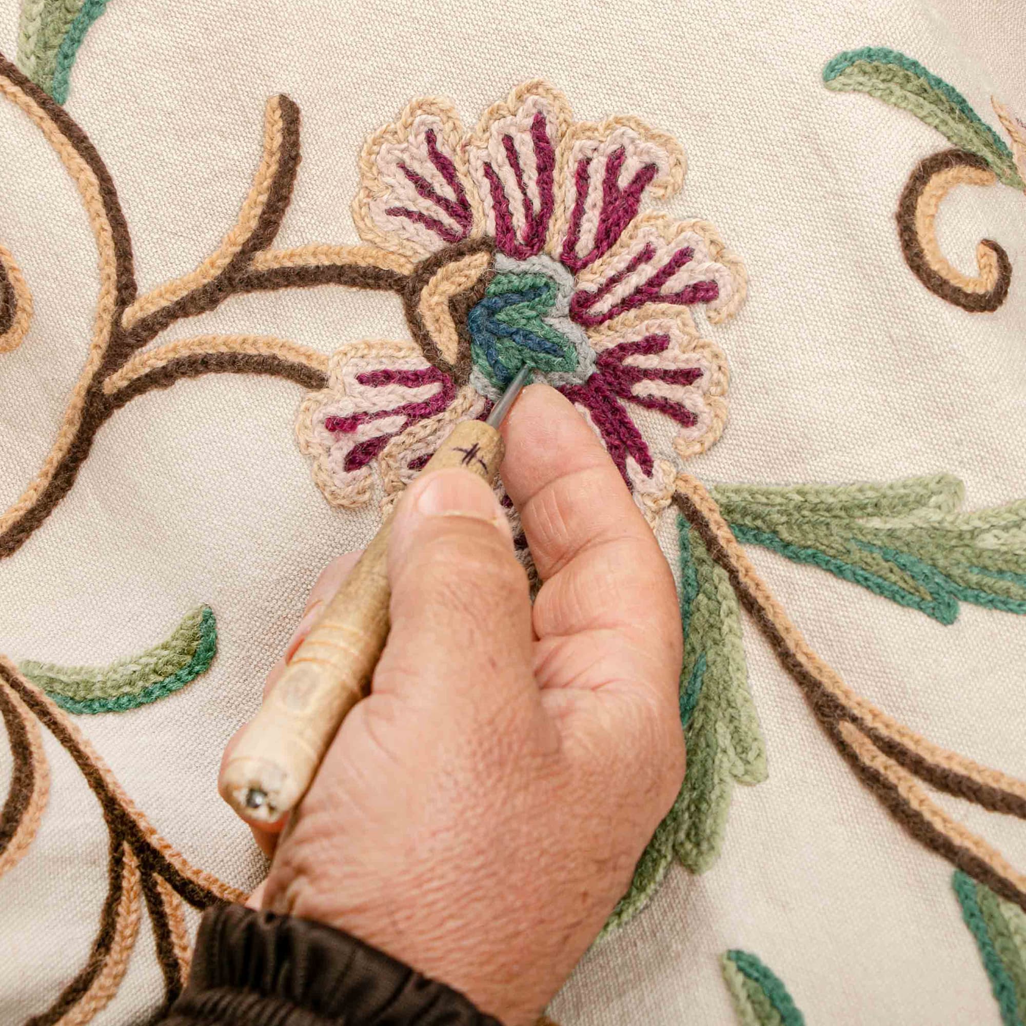 Kashmir Sosan Posh Hand Embroidered Crewel Curtain Panel thumbnail 3