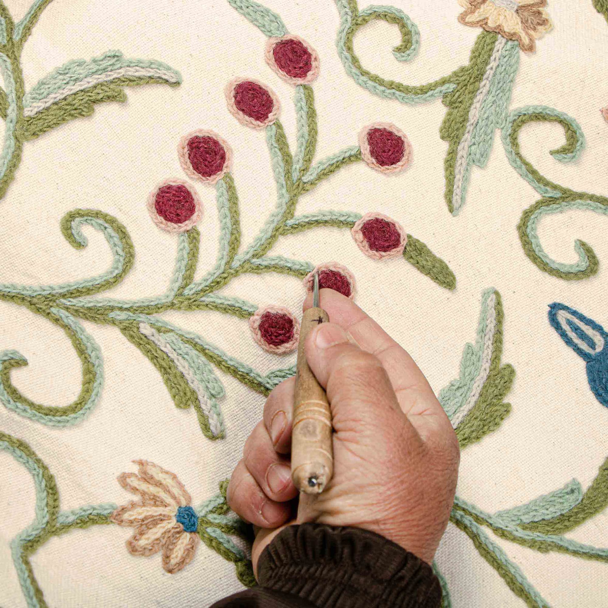 Kashmir Techmal Hand Embroidered Crewel Curtain Panel thumbnail 4