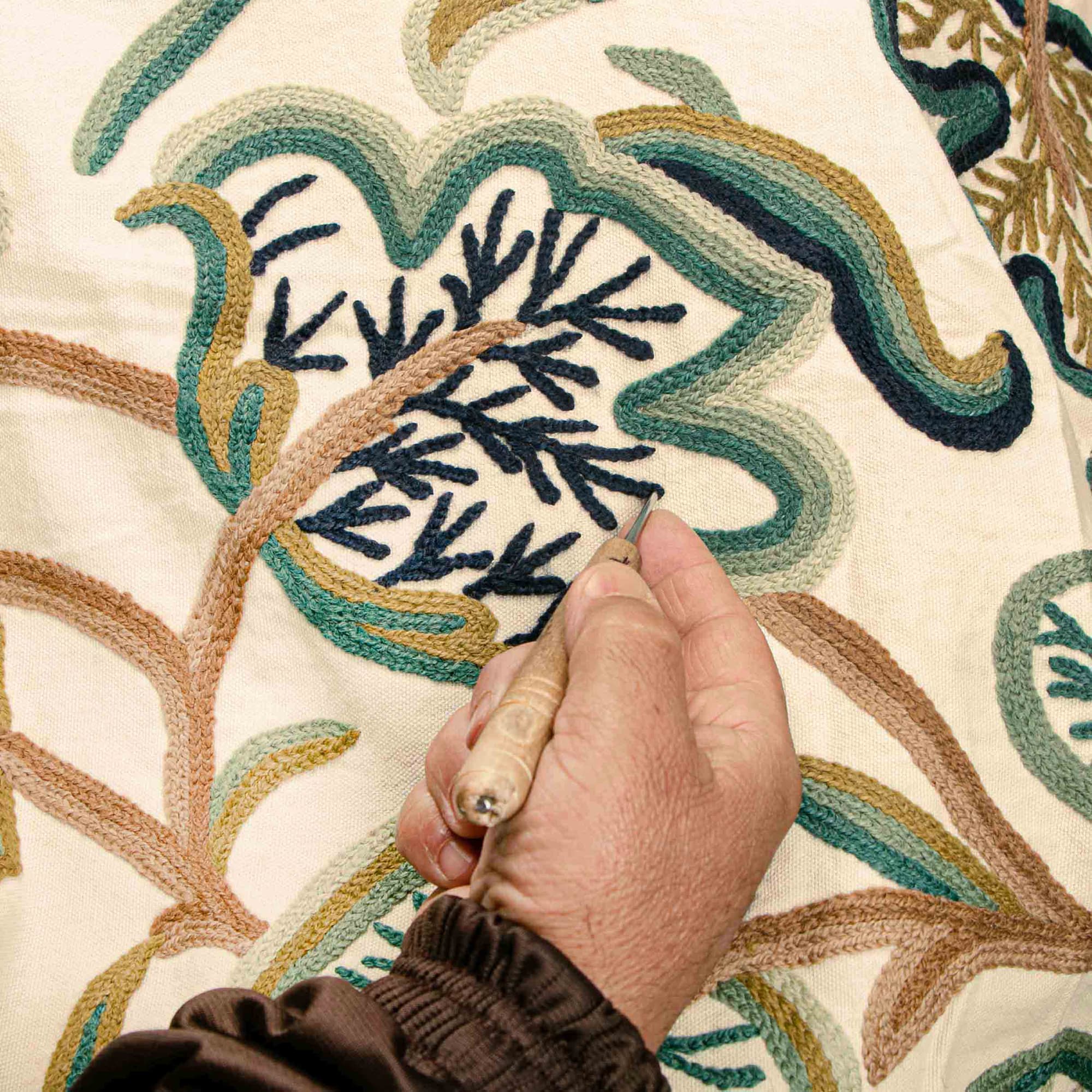 Kashmir Lavasdar Hand Embroidered Crewel Curtain Panel thumbnail 4