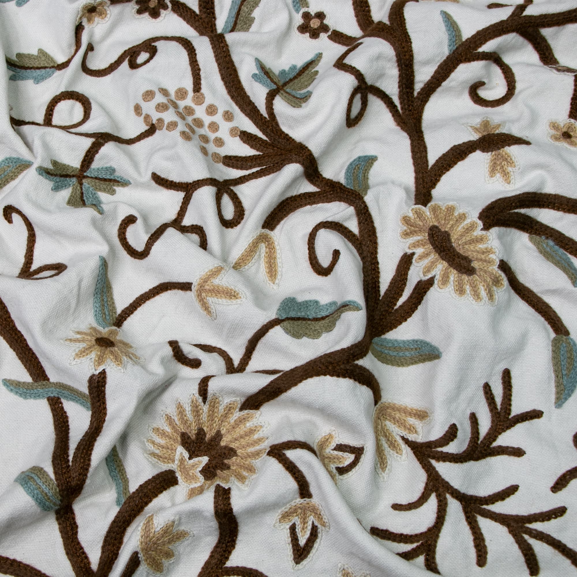 Kashmir Grapes Hand Embroidered Cotton Crewel Fabric thumbnail 6