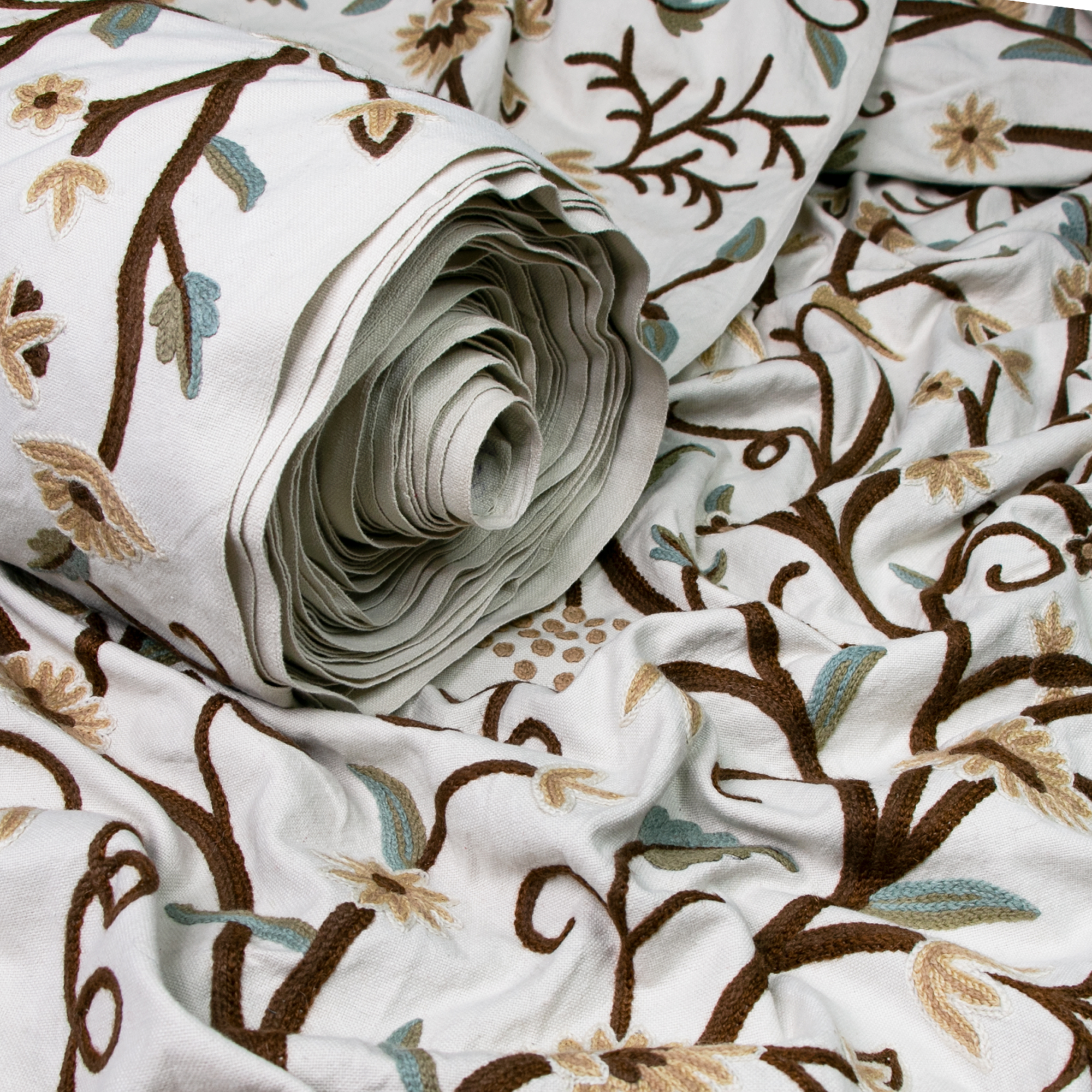 Kashmir Grapes Hand Embroidered Cotton Crewel Fabric thumbnail 7