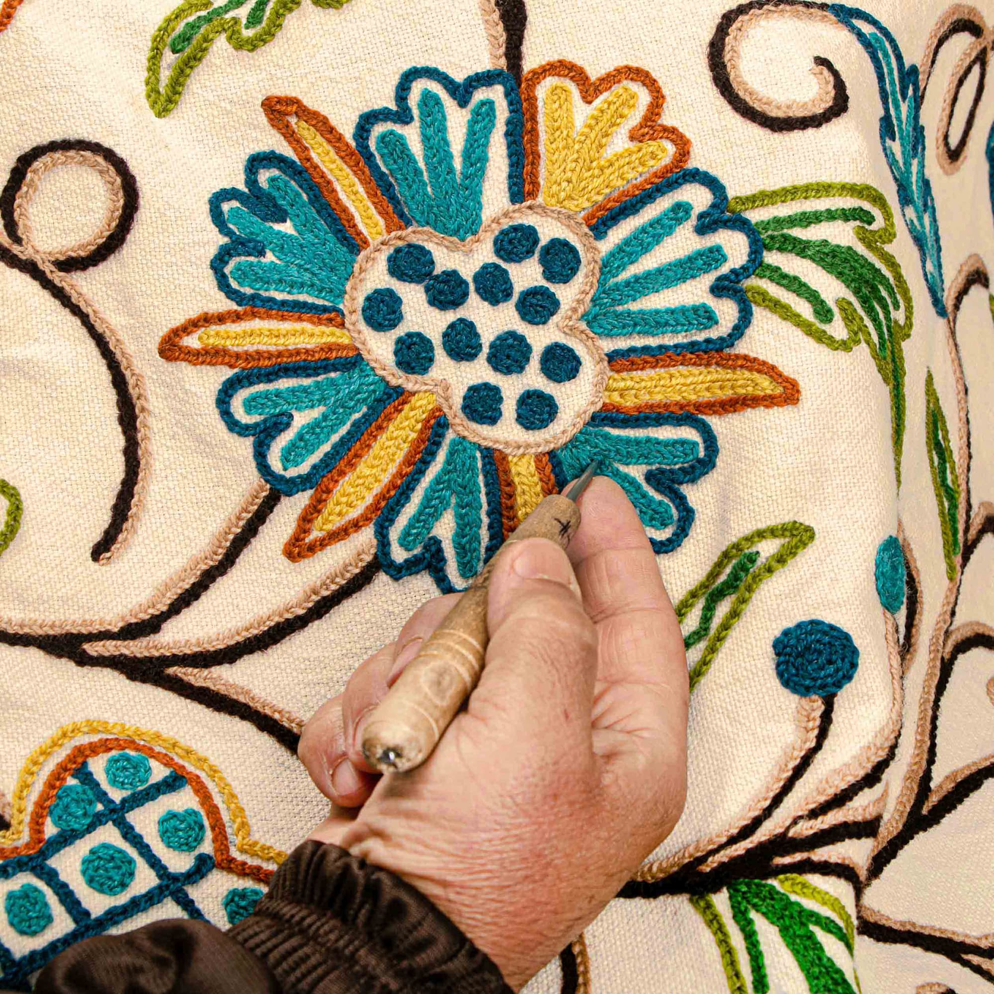 Kashmir Gulabdar Hand Embroidered Crewel Curtain Panel thumbnail 4