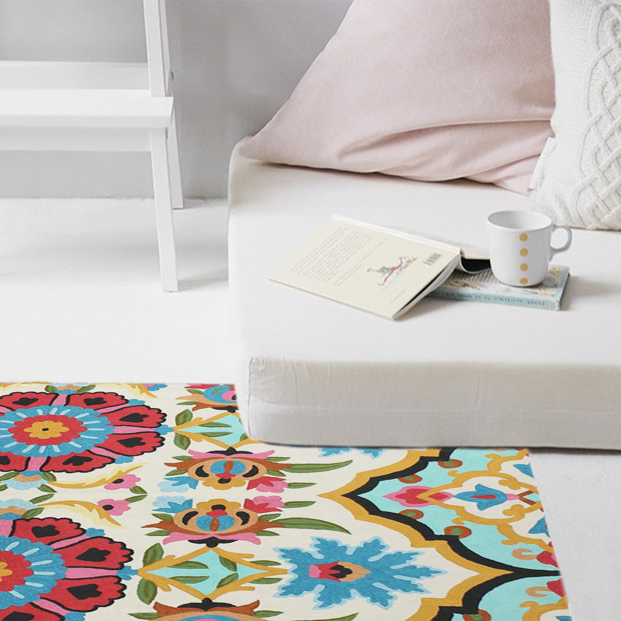 Botanical Hand Embroidered Crewel Chainstitch Rug thumbnail 3