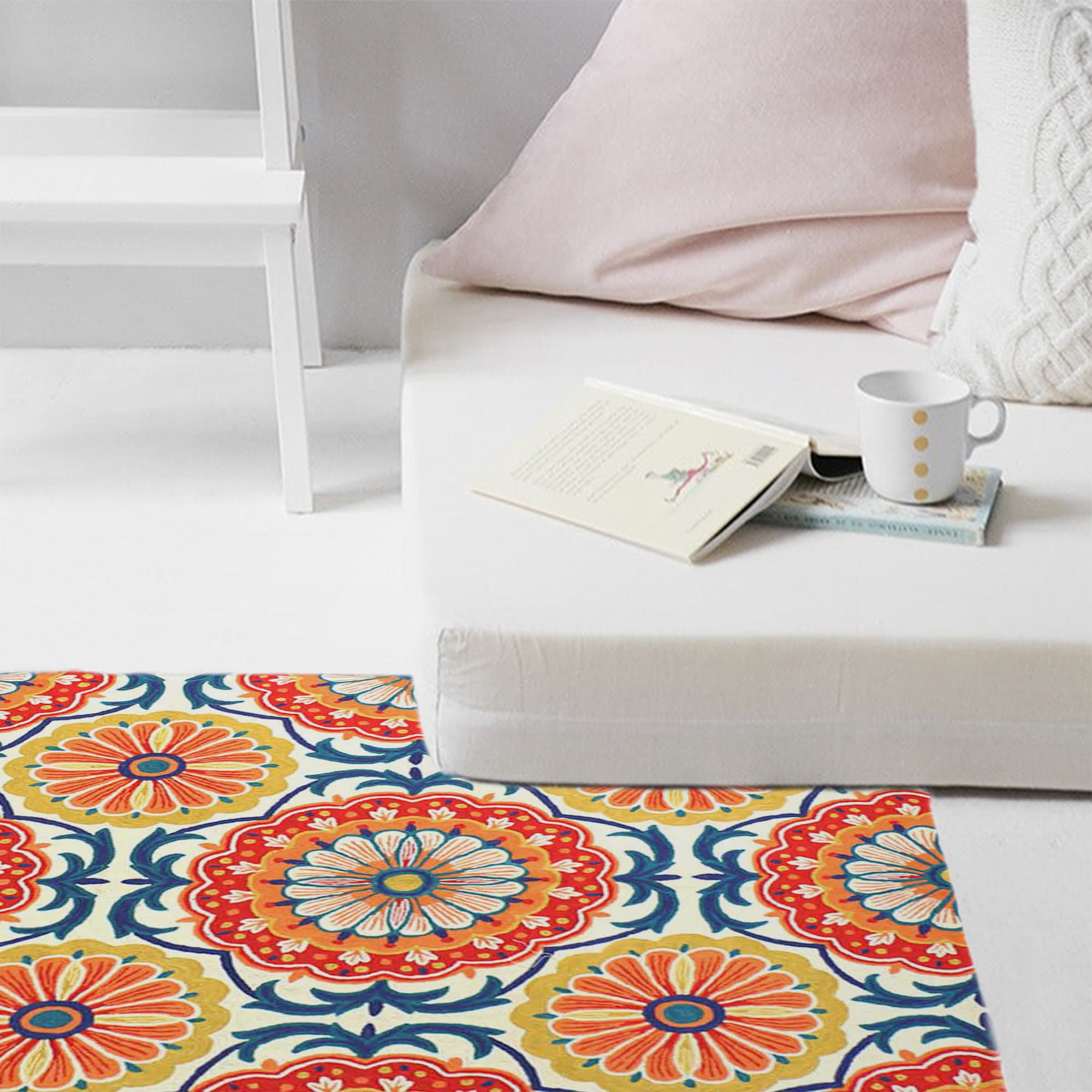 Mandala Hand Embroidered Crewel Chainstitch Rug thumbnail 3