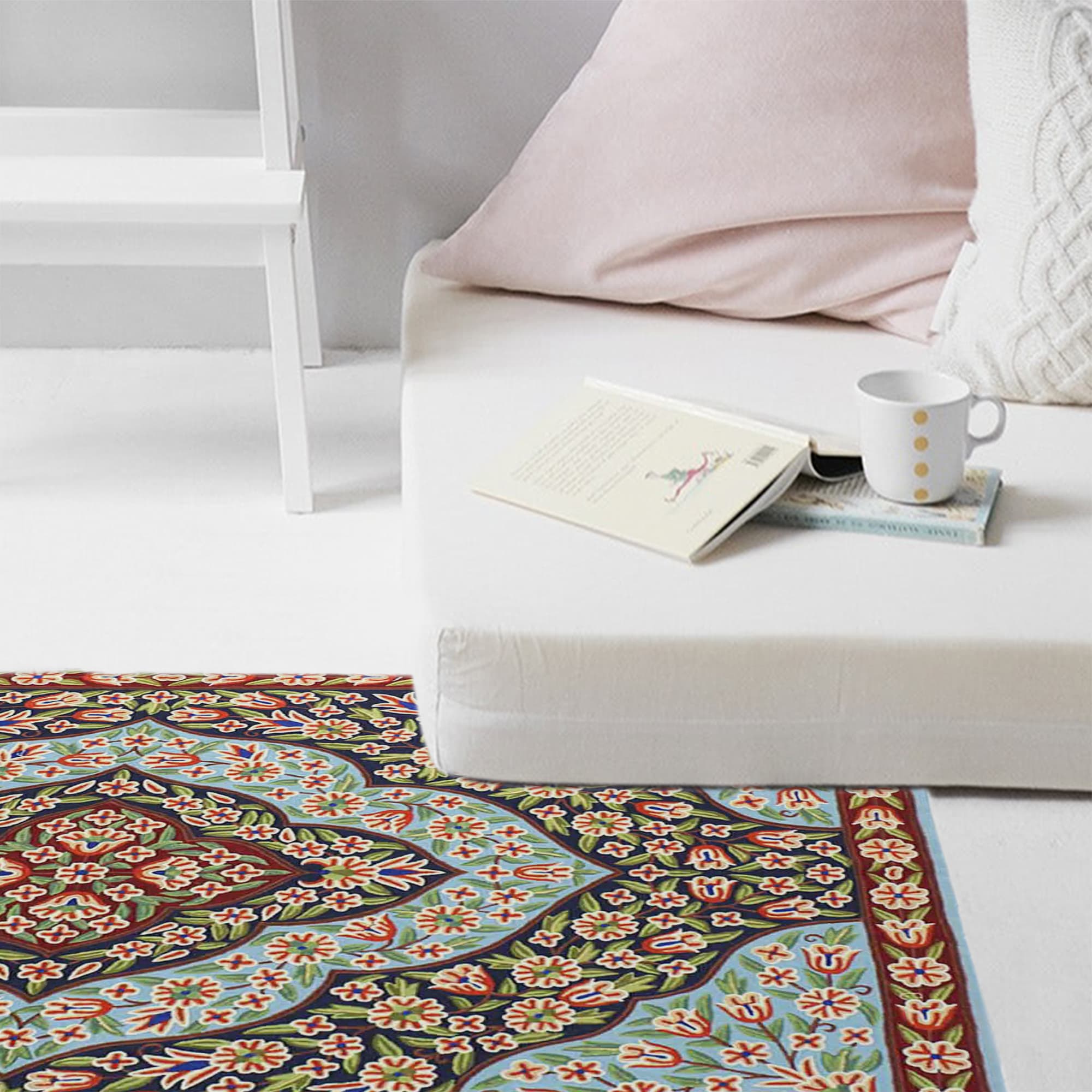 Sonmarg Hand Embroidered Crewel Chainstitch Rug thumbnail 3