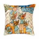 Modern Cat Hand Embroidered Chainstitch Cushion Cover